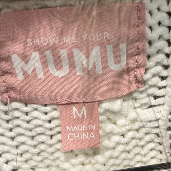 Show Me Your Mumu Sun Valley Pullover Cream Cable Knit Sweater Faux Fur Collar - Picture 6 of 15